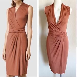 [All Saints] Salmon Novi Sleeveless Wrap Dress